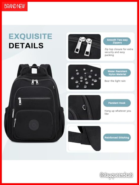 Mini Backpack Purse for Women, Nylon Small Daypack with Luggage Strap, Tablet main image 5